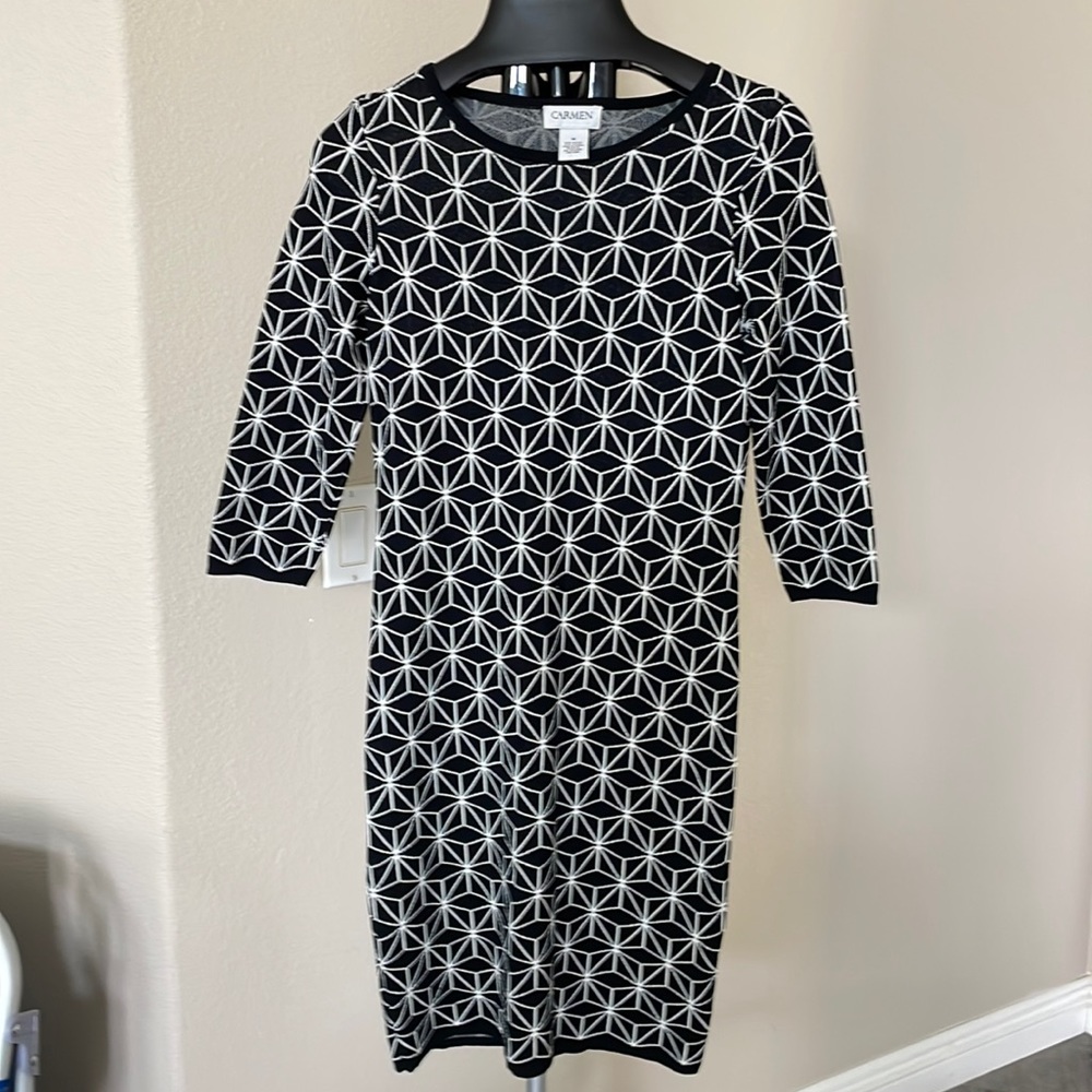 Crew neck long sleeve midi winter dress